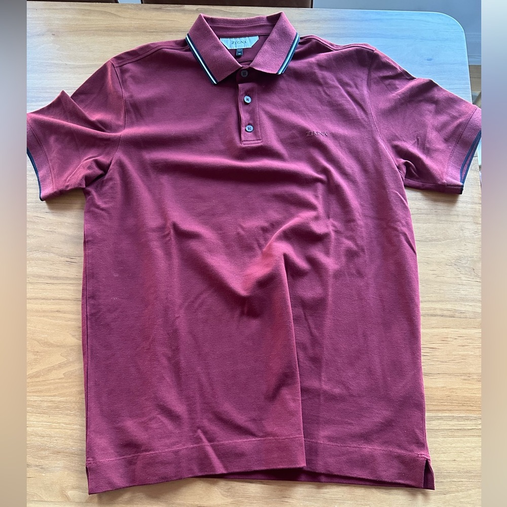 Burgundy Zegna polo shirt size medium